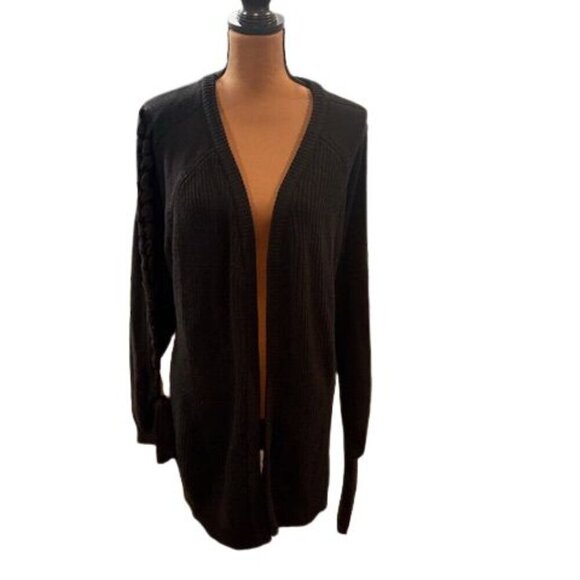 Lane Bryant Sweaters - Lane Bryant Open Cardigan with Braided Sleeve Details in Black – Size 26/28